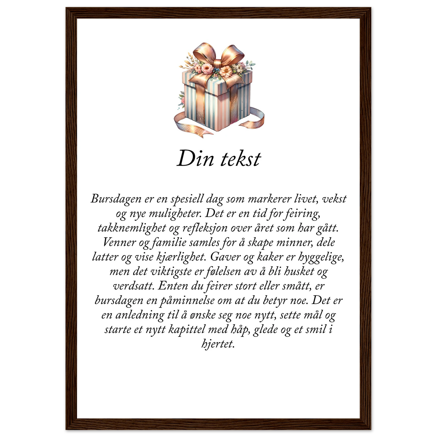 Tilpasset premium plakat i halvmatt papir med treramme – 95 bursdagsdesign - Trykk Uttrykk Print Material