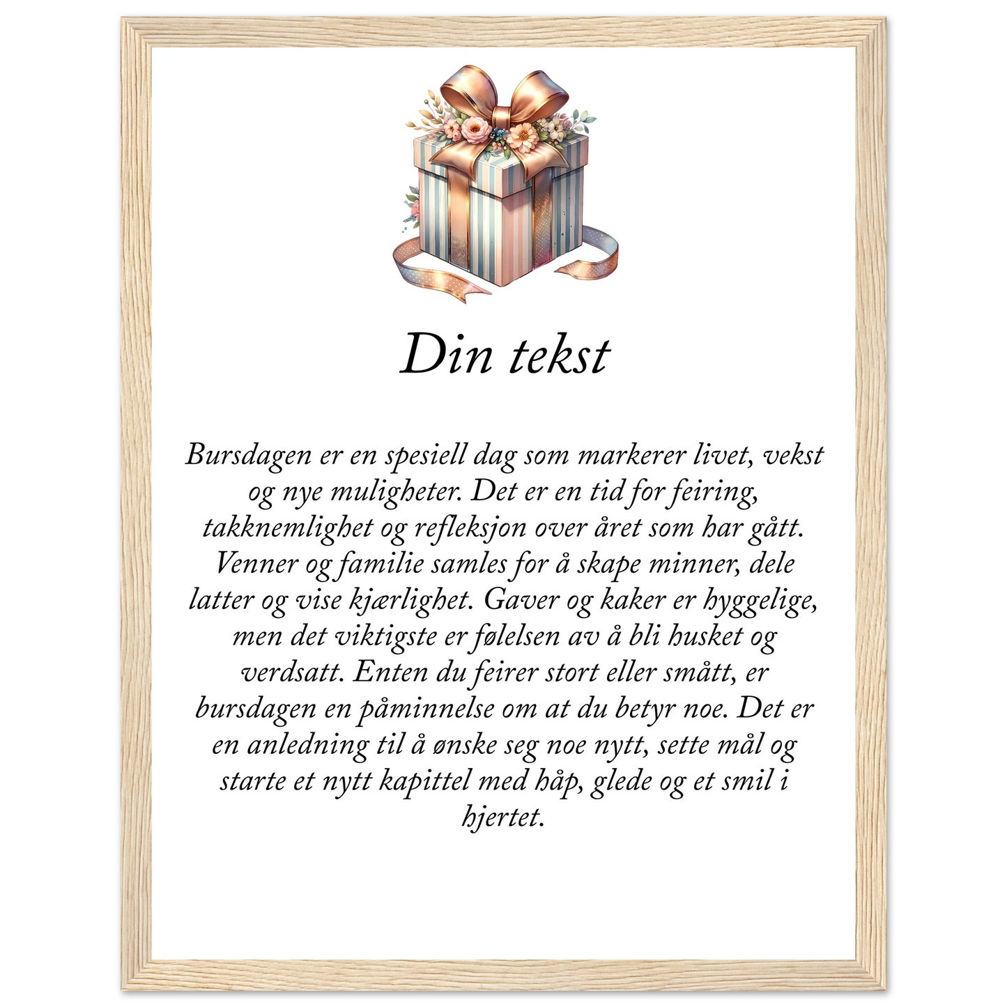 Tilpasset premium plakat i halvmatt papir med treramme – 95 bursdagsdesign - Trykk Uttrykk Print Material
