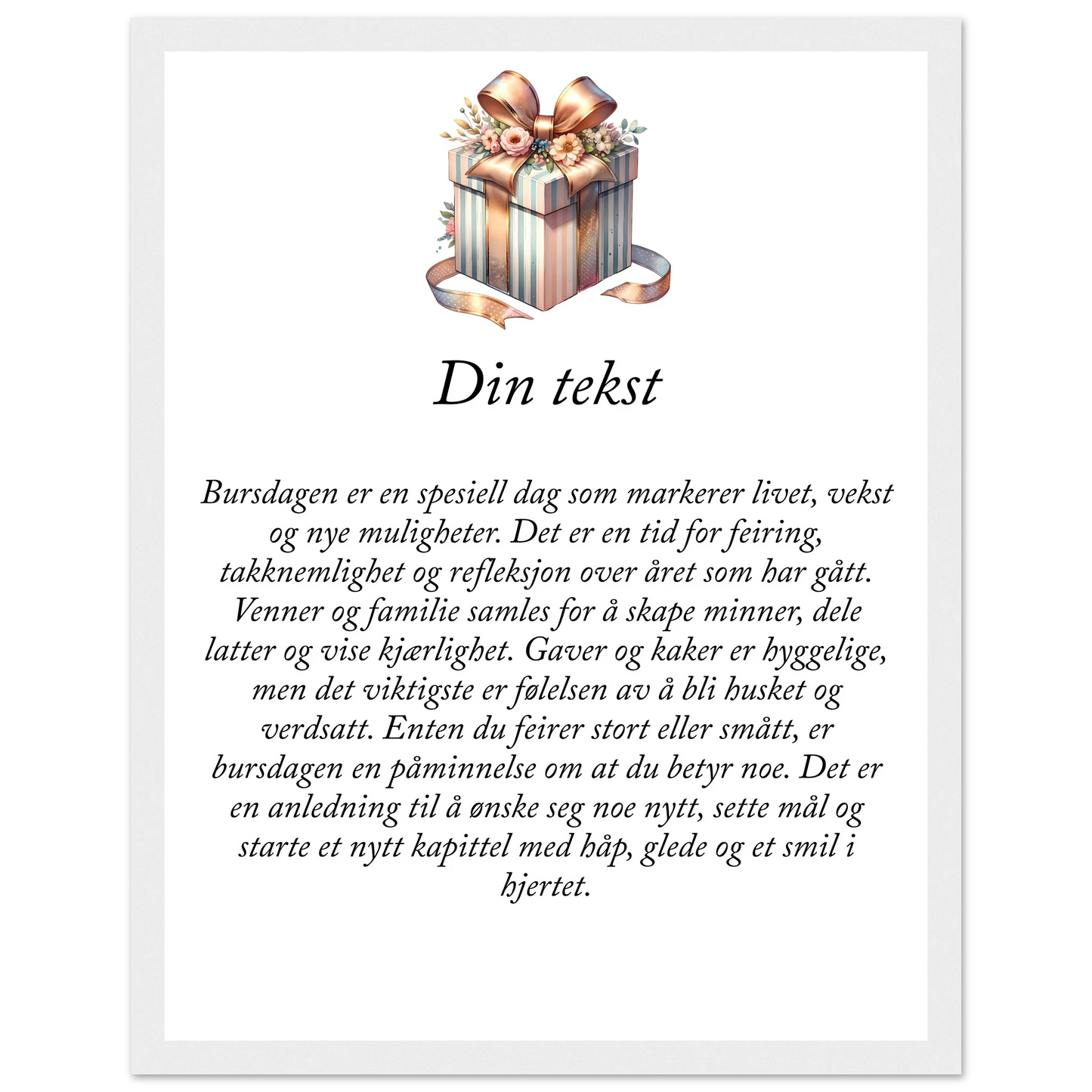 Tilpasset premium plakat i halvmatt papir med treramme – 95 bursdagsdesign - Trykk Uttrykk Print Material