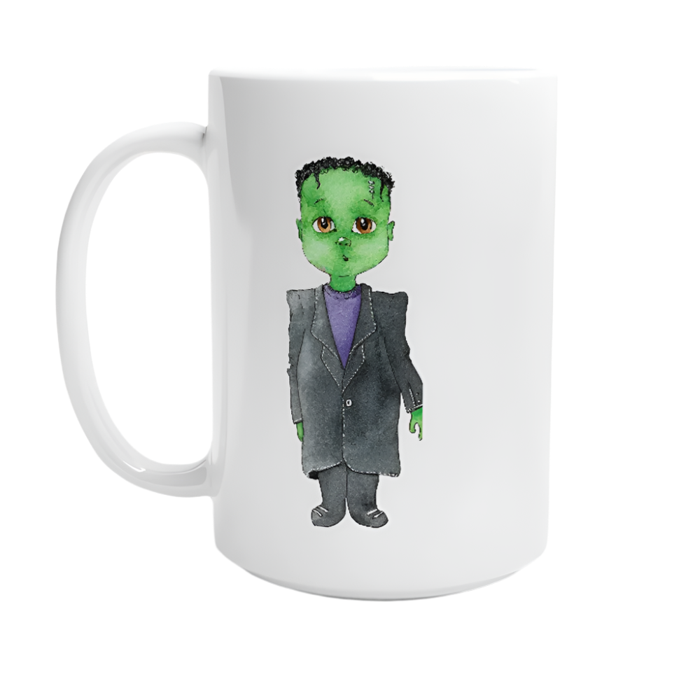 Hvit 15 oz keramikkopp – 18 Halloween-design - Trykk Uttrykk Print Material (Store description) #