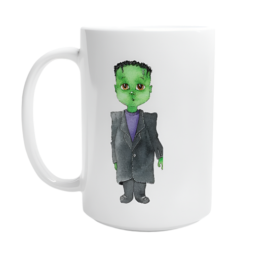 Hvit 15 oz keramikkopp – 18 Halloween-design - Trykk Uttrykk Print Material (Store description) #