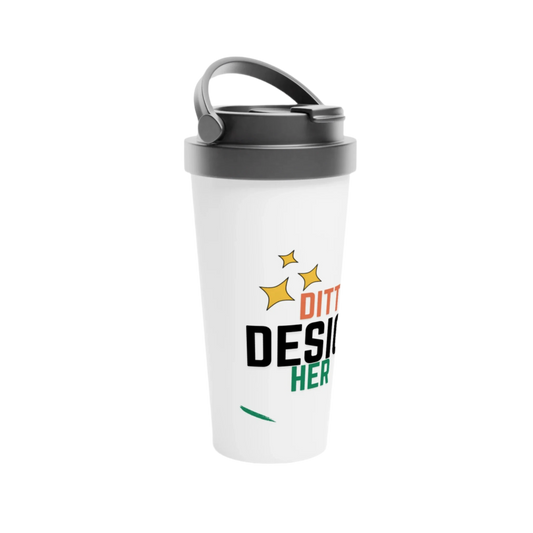 Hvitt reisekrus i rustfritt stål – 15-oz - Trykk Uttrykk Print Material (Store description) #