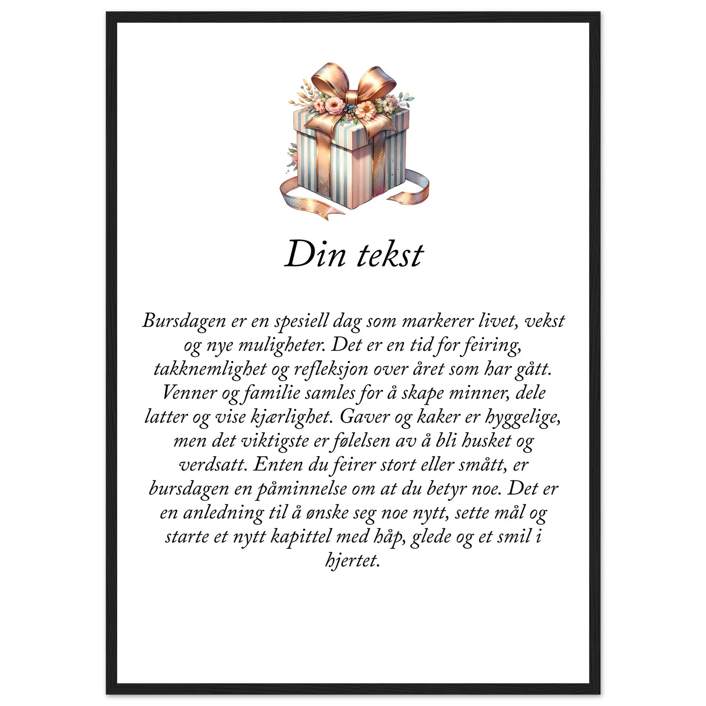 Tilpasset premium plakat i halvmatt papir med treramme – 95 bursdagsdesign - Trykk Uttrykk Print Material