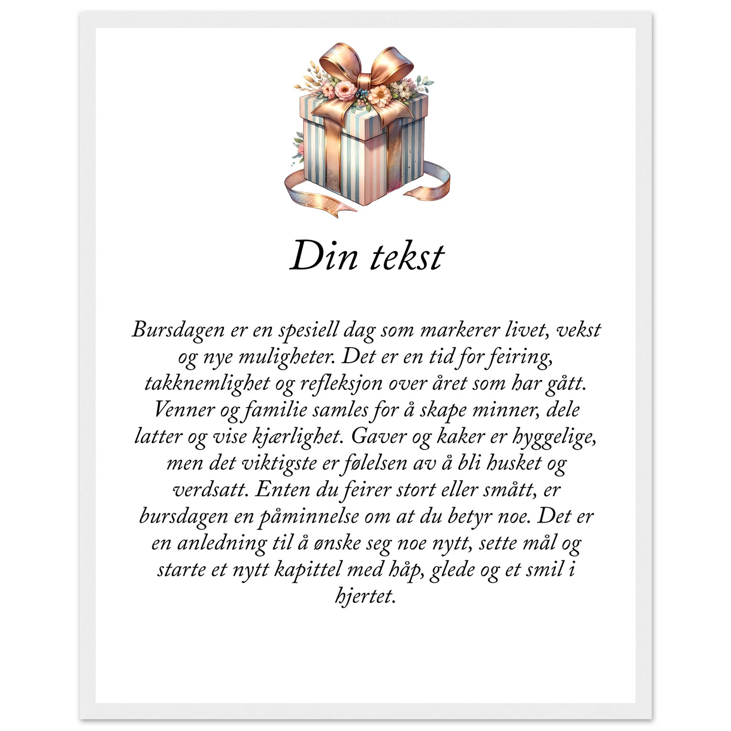 Tilpasset premium plakat i halvmatt papir med treramme – 95 bursdagsdesign - Trykk Uttrykk Print Material