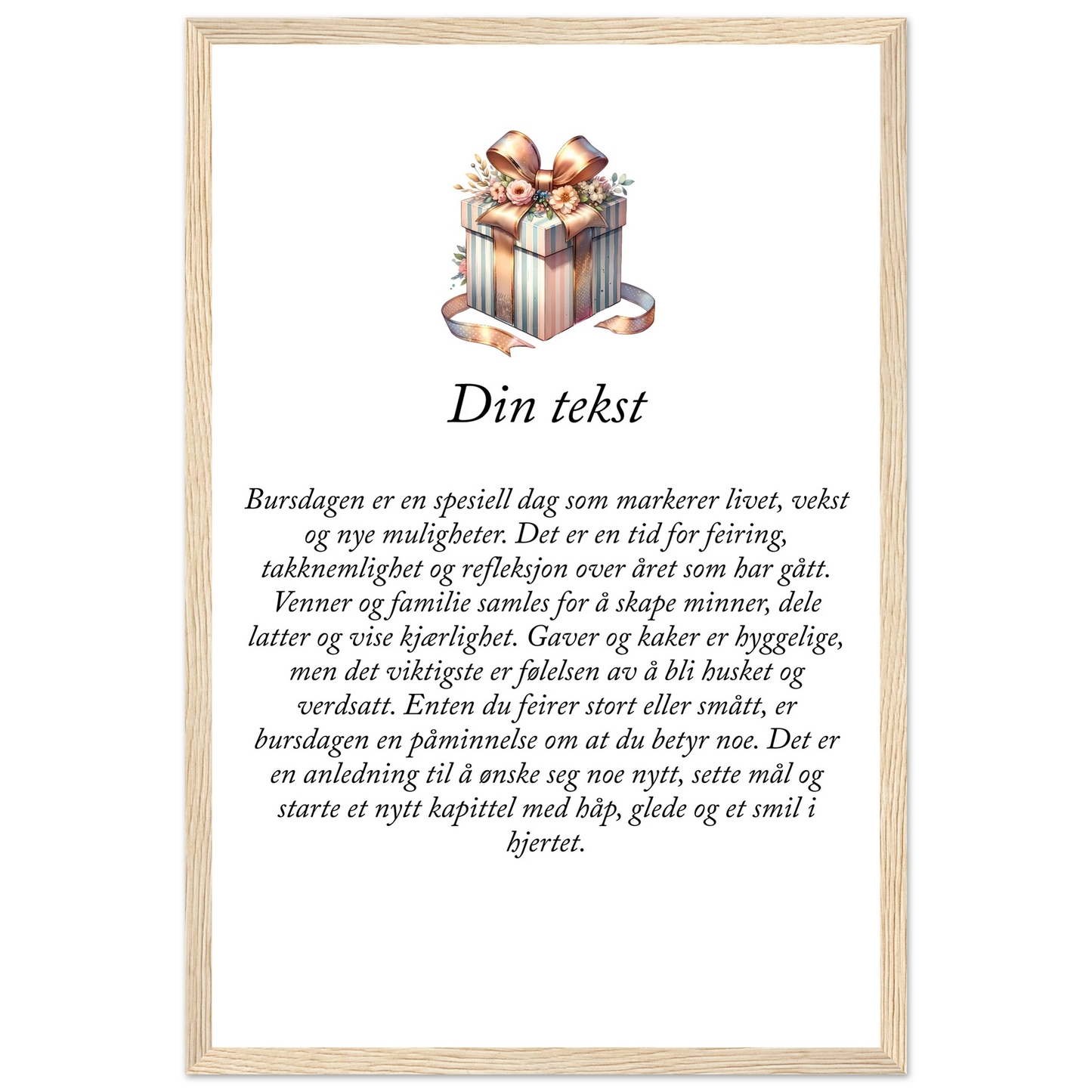 Tilpasset premium plakat i halvmatt papir med treramme – 95 bursdagsdesign - Trykk Uttrykk Print Material