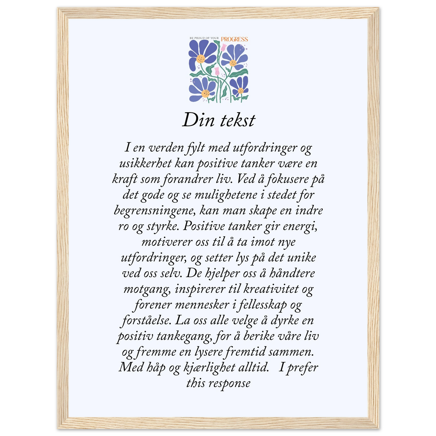 Personlig plakat i halvmatt papir med treramme – 29 inspirasjonsdesign - Trykk Uttrykk Print Material