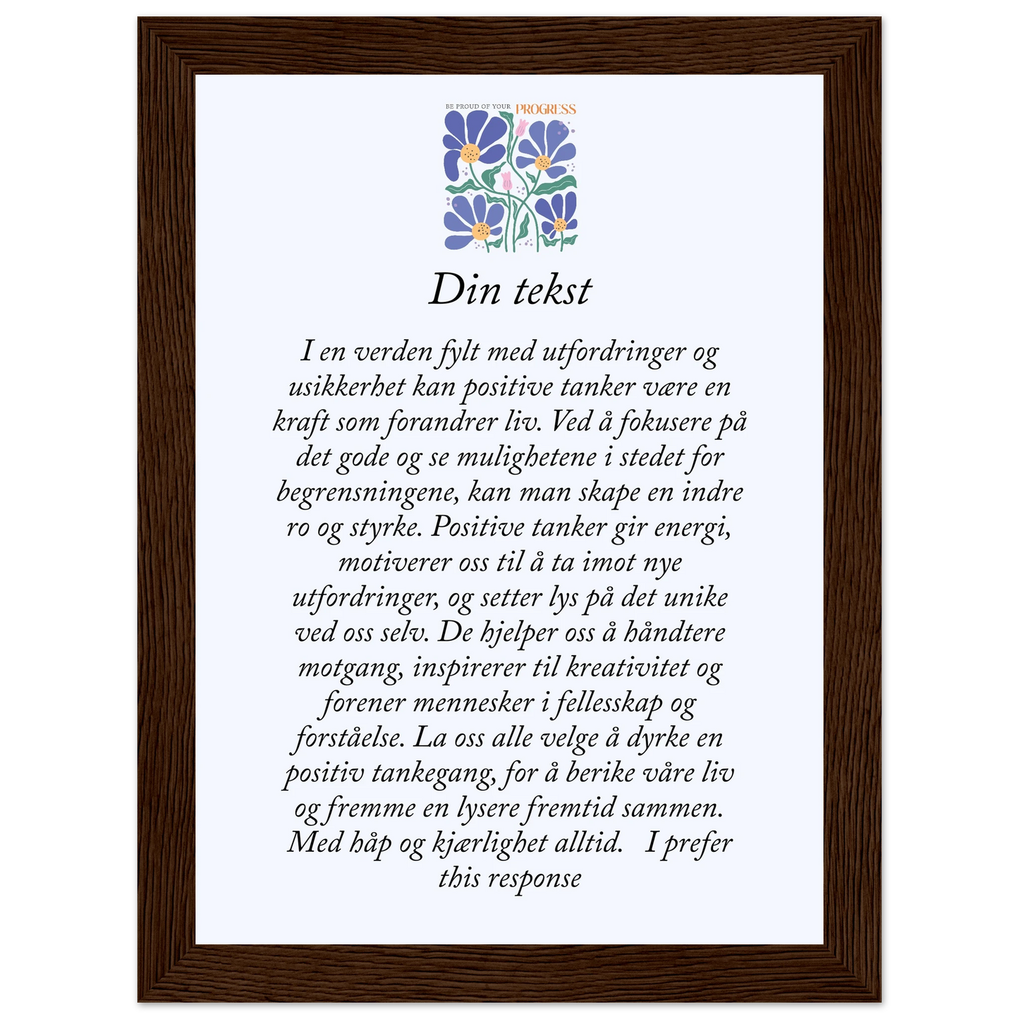 Personlig plakat i halvmatt papir med treramme – 29 inspirasjonsdesign - Trykk Uttrykk Print Material