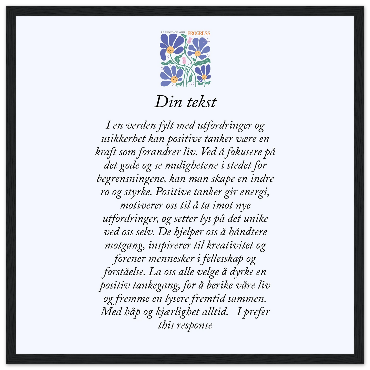 Personlig plakat i halvmatt papir med treramme – 29 inspirasjonsdesign - Trykk Uttrykk Print Material