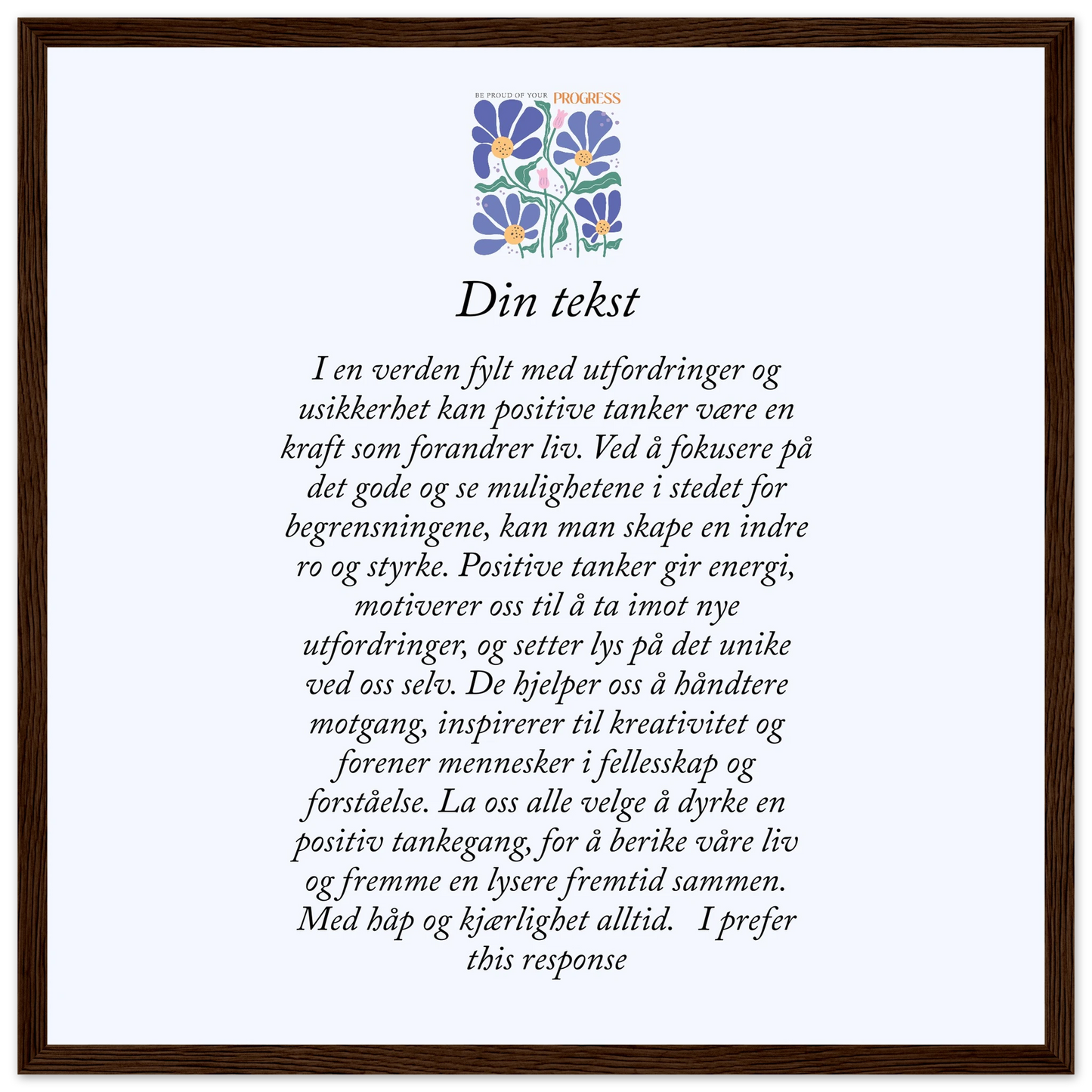 Personlig plakat i halvmatt papir med treramme – 29 inspirasjonsdesign - Trykk Uttrykk Print Material
