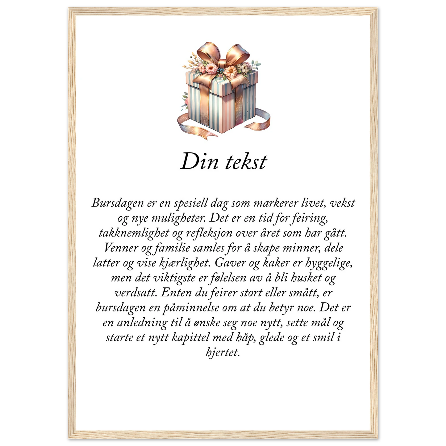 Tilpasset premium plakat i halvmatt papir med treramme – 95 bursdagsdesign - Trykk Uttrykk Print Material