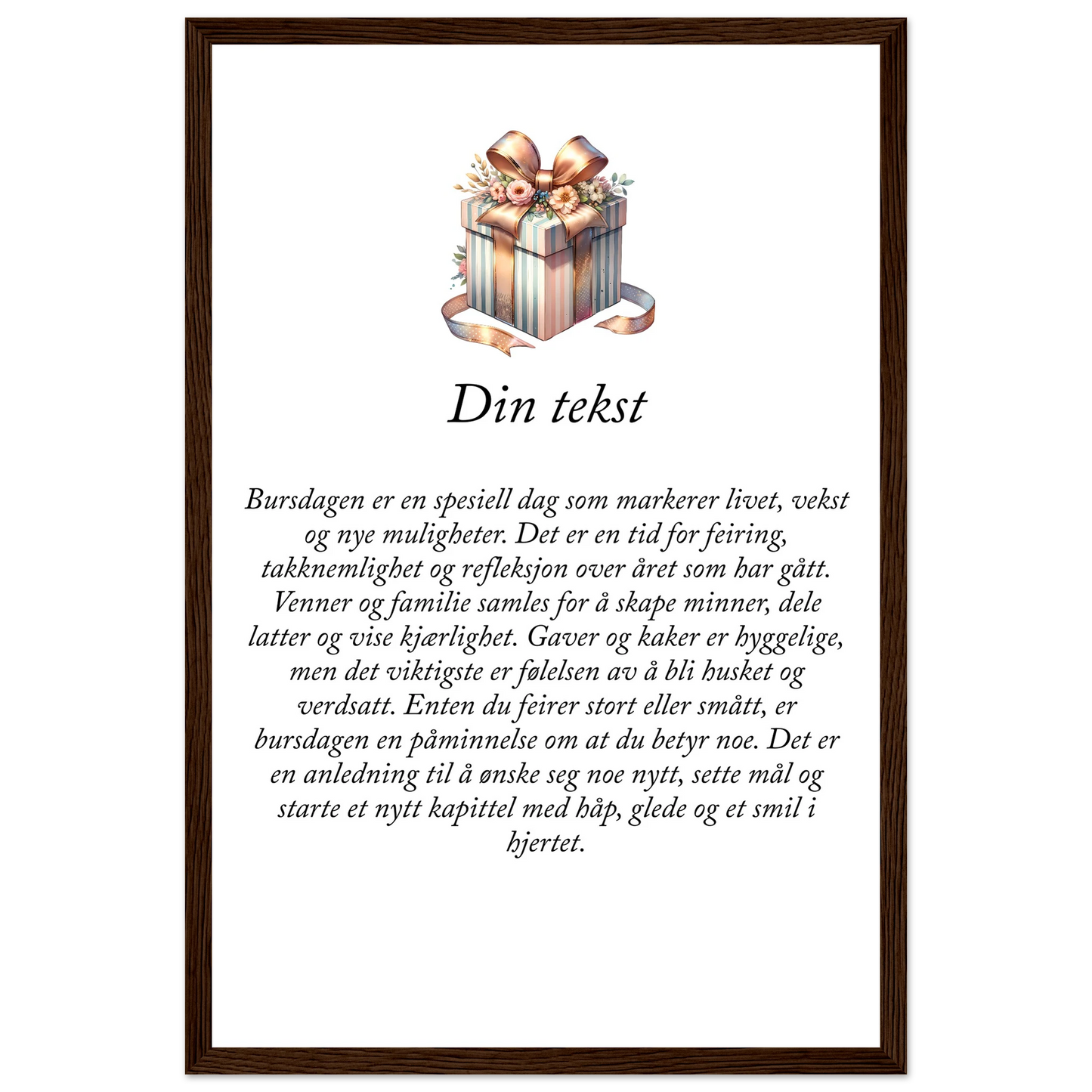 Tilpasset premium plakat i halvmatt papir med treramme – 95 bursdagsdesign - Trykk Uttrykk Print Material