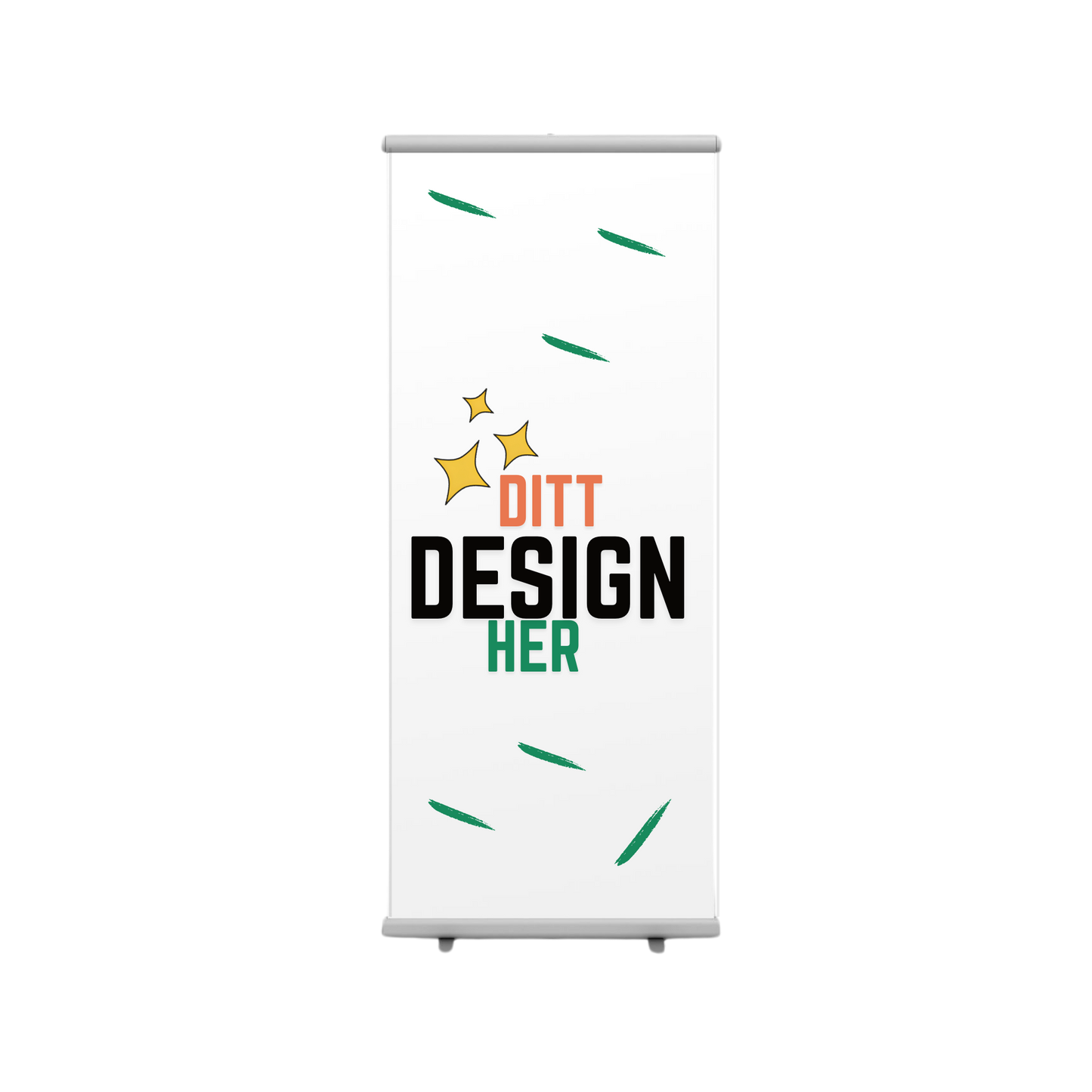 Roll-up-banner i polyester med stativ - Trykk Uttrykk Print Material (Store description) #