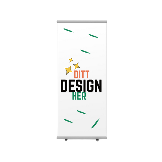 Roll-up-banner i polyester med stativ - Trykk Uttrykk Print Material (Store description) #
