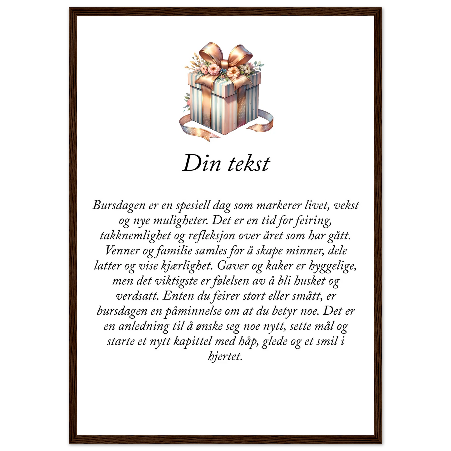 Tilpasset premium plakat i halvmatt papir med treramme – 95 bursdagsdesign - Trykk Uttrykk Print Material