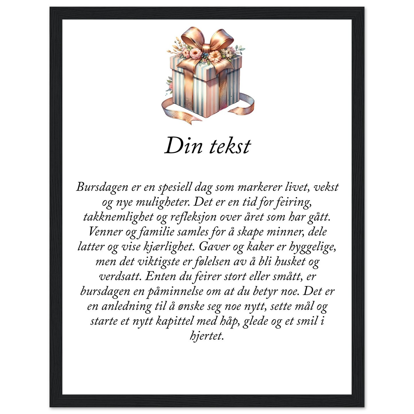 Tilpasset premium plakat i halvmatt papir med treramme – 95 bursdagsdesign - Trykk Uttrykk Print Material