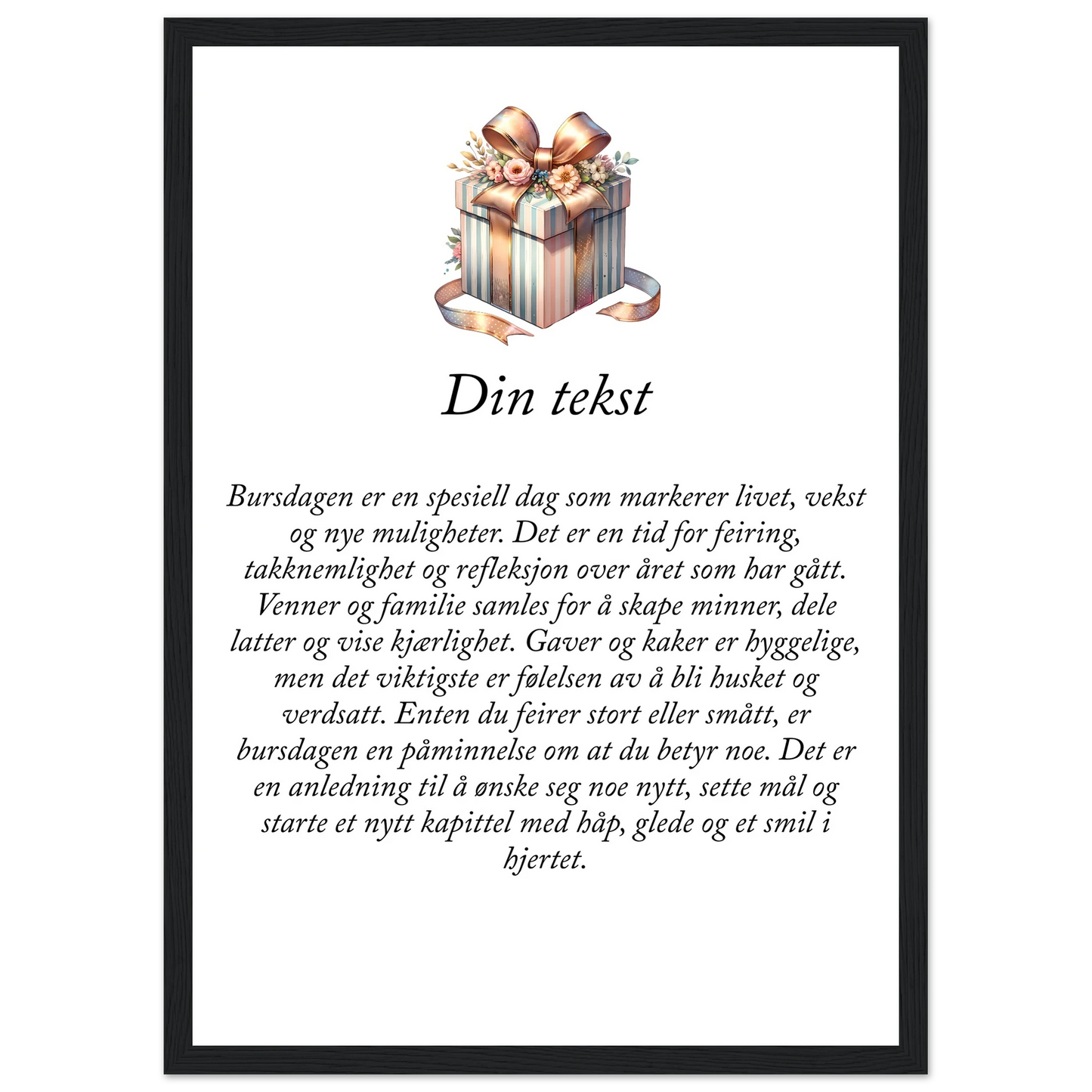 Tilpasset premium plakat i halvmatt papir med treramme – 95 bursdagsdesign - Trykk Uttrykk Print Material