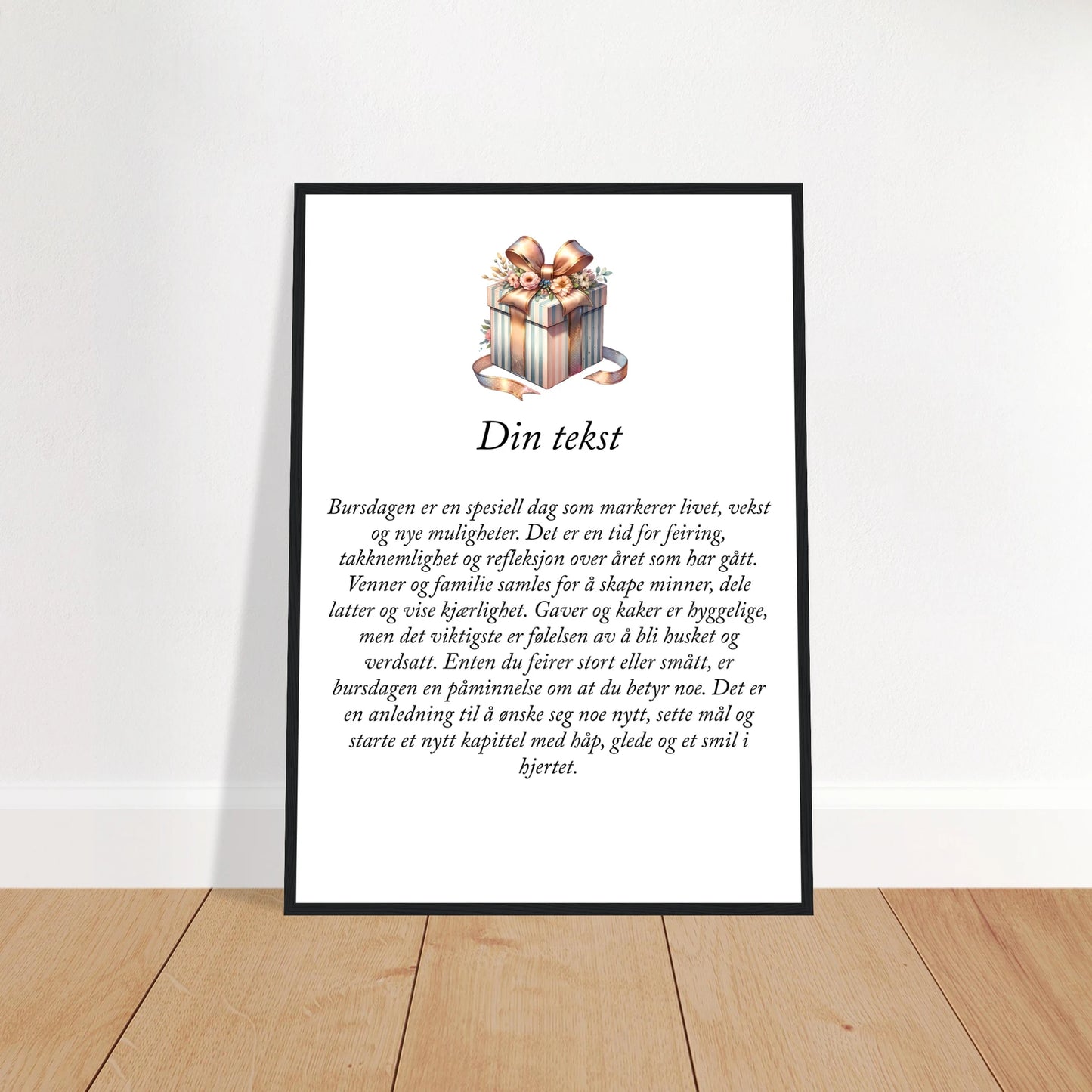 Tilpasset premium plakat i halvmatt papir med treramme – 95 bursdagsdesign - Trykk Uttrykk Print Material