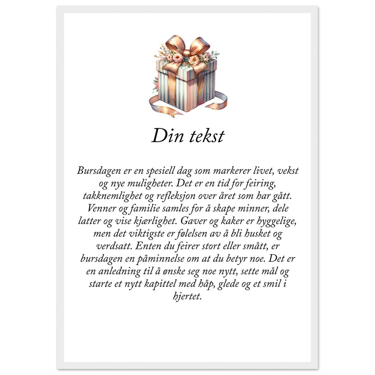 Tilpasset premium plakat i halvmatt papir med treramme – 95 bursdagsdesign - Trykk Uttrykk Print Material