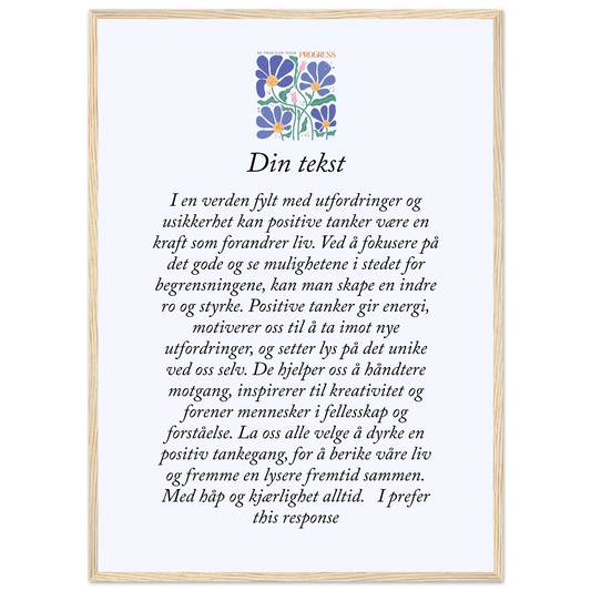 Personlig plakat i halvmatt papir med treramme – 29 inspirasjonsdesign - Trykk Uttrykk Print Material