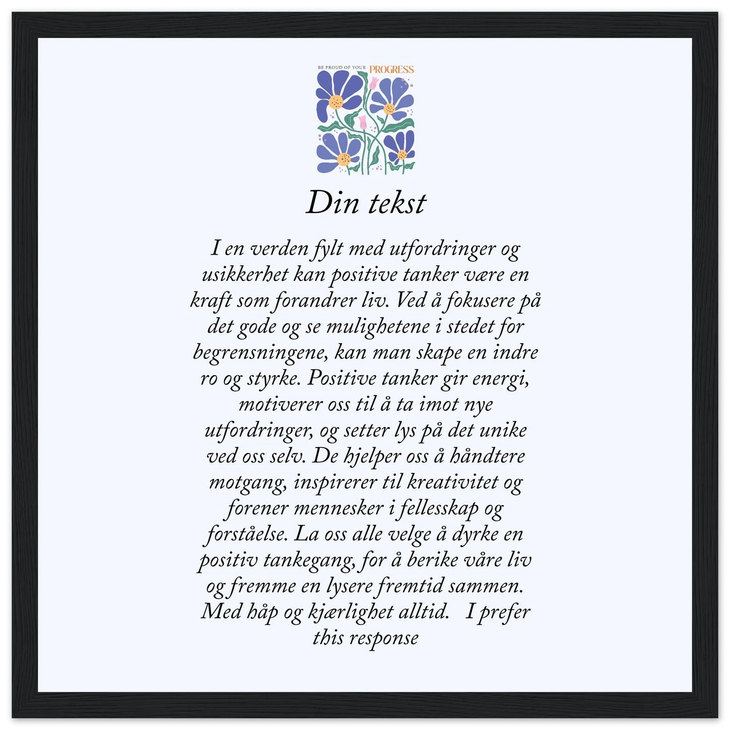 Personlig plakat i halvmatt papir med treramme – 29 inspirasjonsdesign - Trykk Uttrykk Print Material
