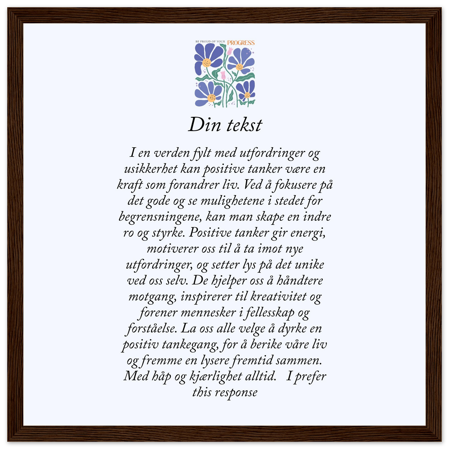 Personlig plakat i halvmatt papir med treramme – 29 inspirasjonsdesign - Trykk Uttrykk Print Material
