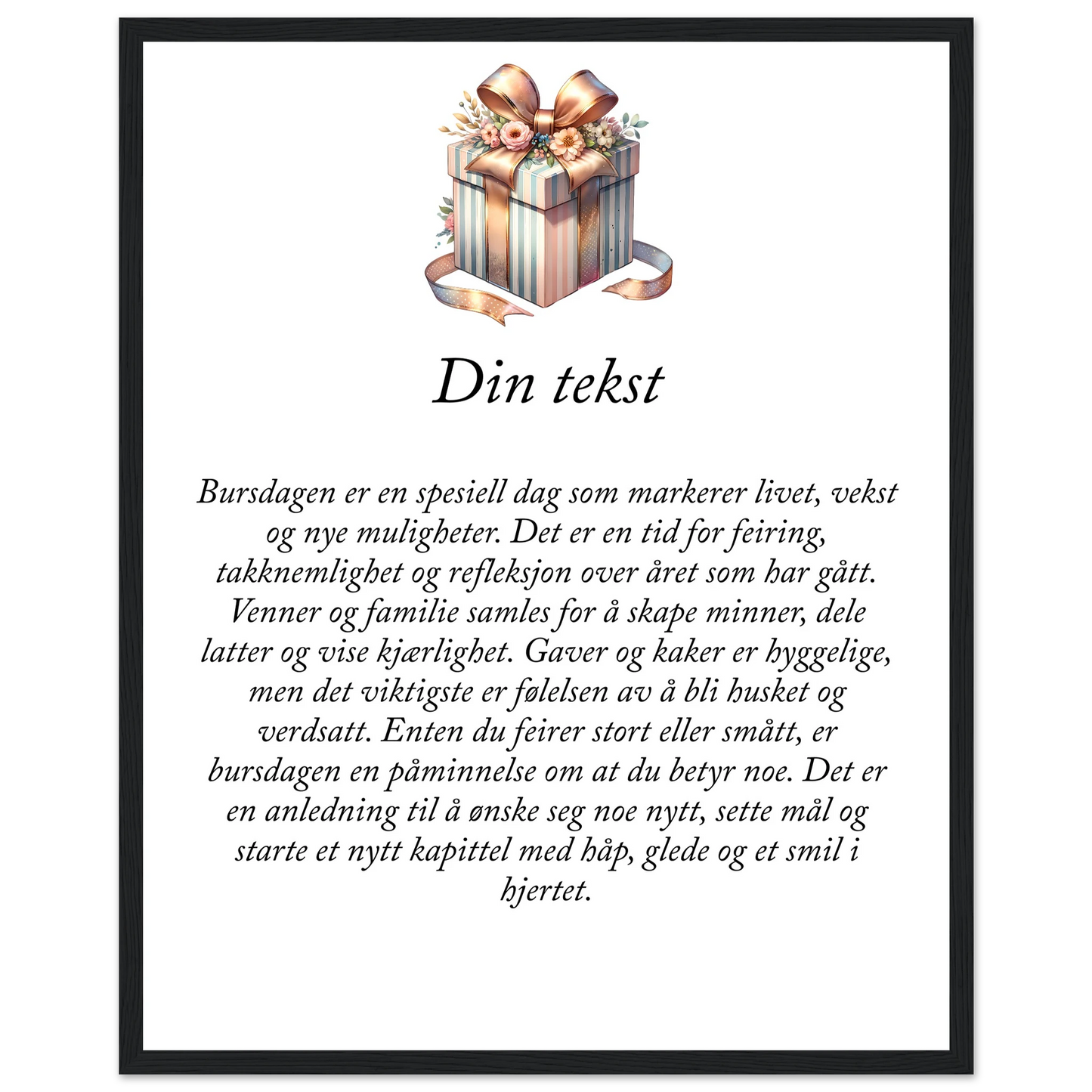 Tilpasset premium plakat i halvmatt papir med treramme – 95 bursdagsdesign - Trykk Uttrykk Print Material