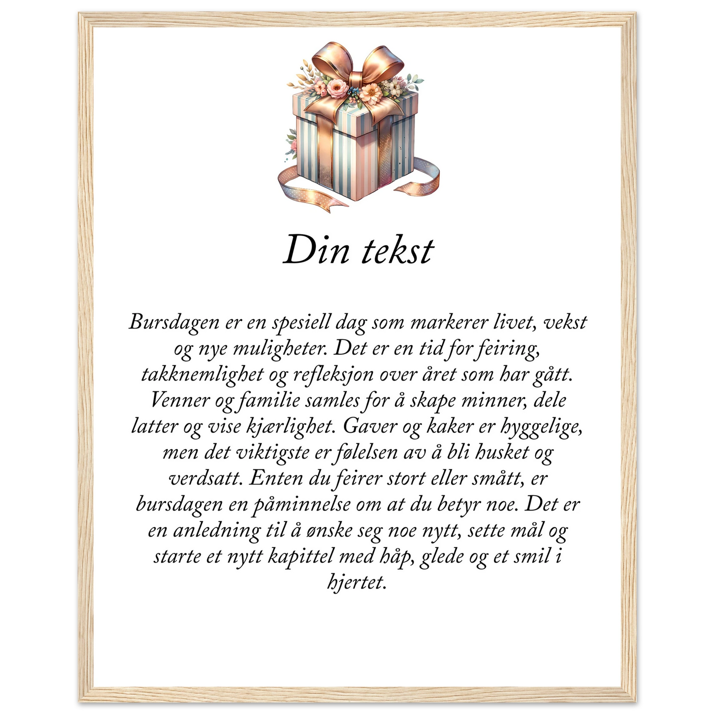 Tilpasset premium plakat i halvmatt papir med treramme – 95 bursdagsdesign - Trykk Uttrykk Print Material