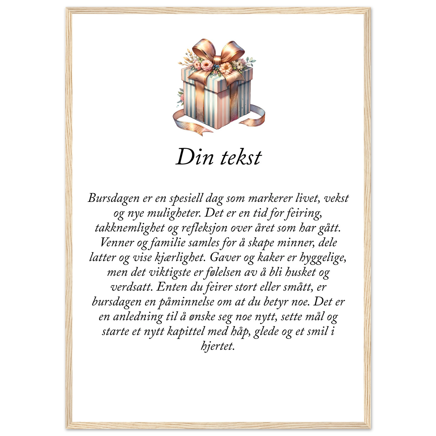 Tilpasset premium plakat i halvmatt papir med treramme – 95 bursdagsdesign - Trykk Uttrykk Print Material