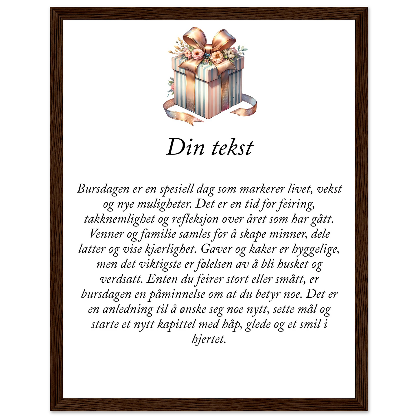 Tilpasset premium plakat i halvmatt papir med treramme – 95 bursdagsdesign - Trykk Uttrykk Print Material