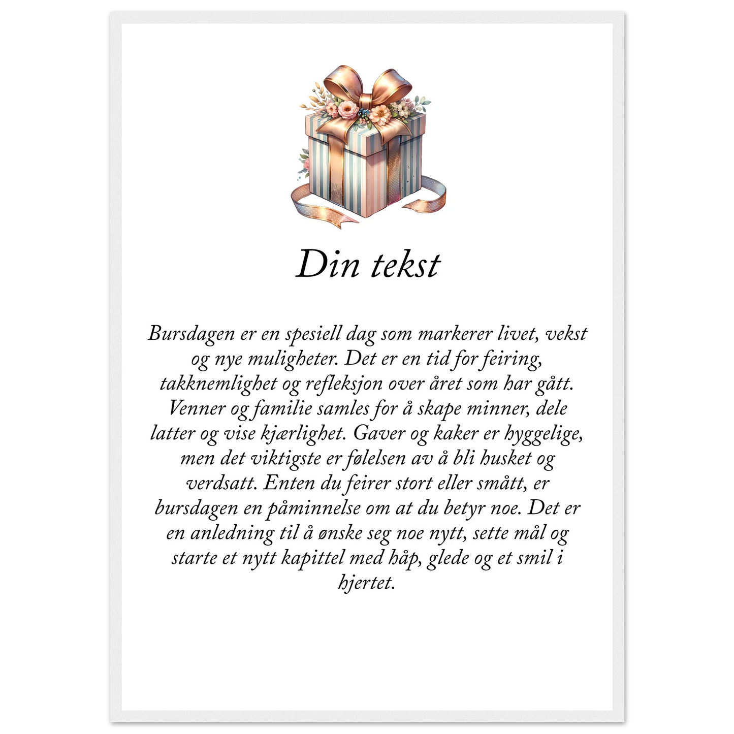 Tilpasset premium plakat i halvmatt papir med treramme – 95 bursdagsdesign - Trykk Uttrykk Print Material