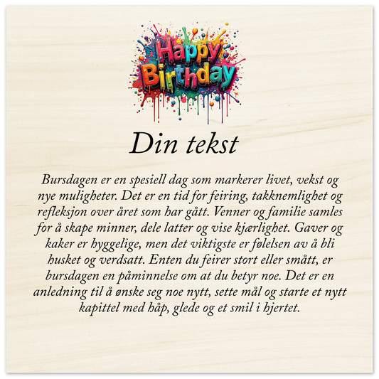 Tilpasset bilde på tre – 95 bursdagsdesign - Trykk Uttrykk Print Material