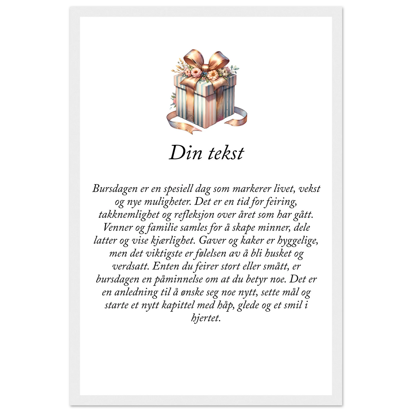Tilpasset premium plakat i halvmatt papir med treramme – 95 bursdagsdesign - Trykk Uttrykk Print Material