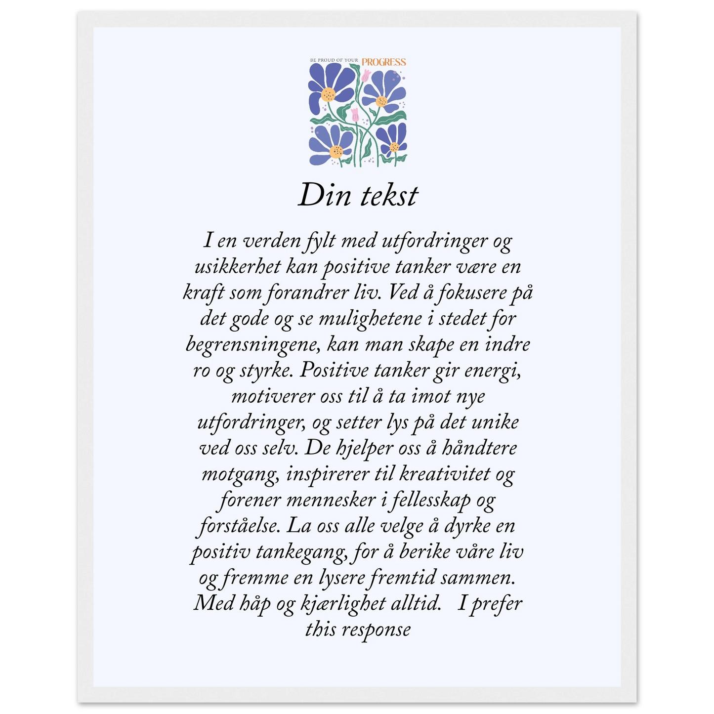 Personlig plakat i halvmatt papir med treramme – 29 inspirasjonsdesign - Trykk Uttrykk Print Material