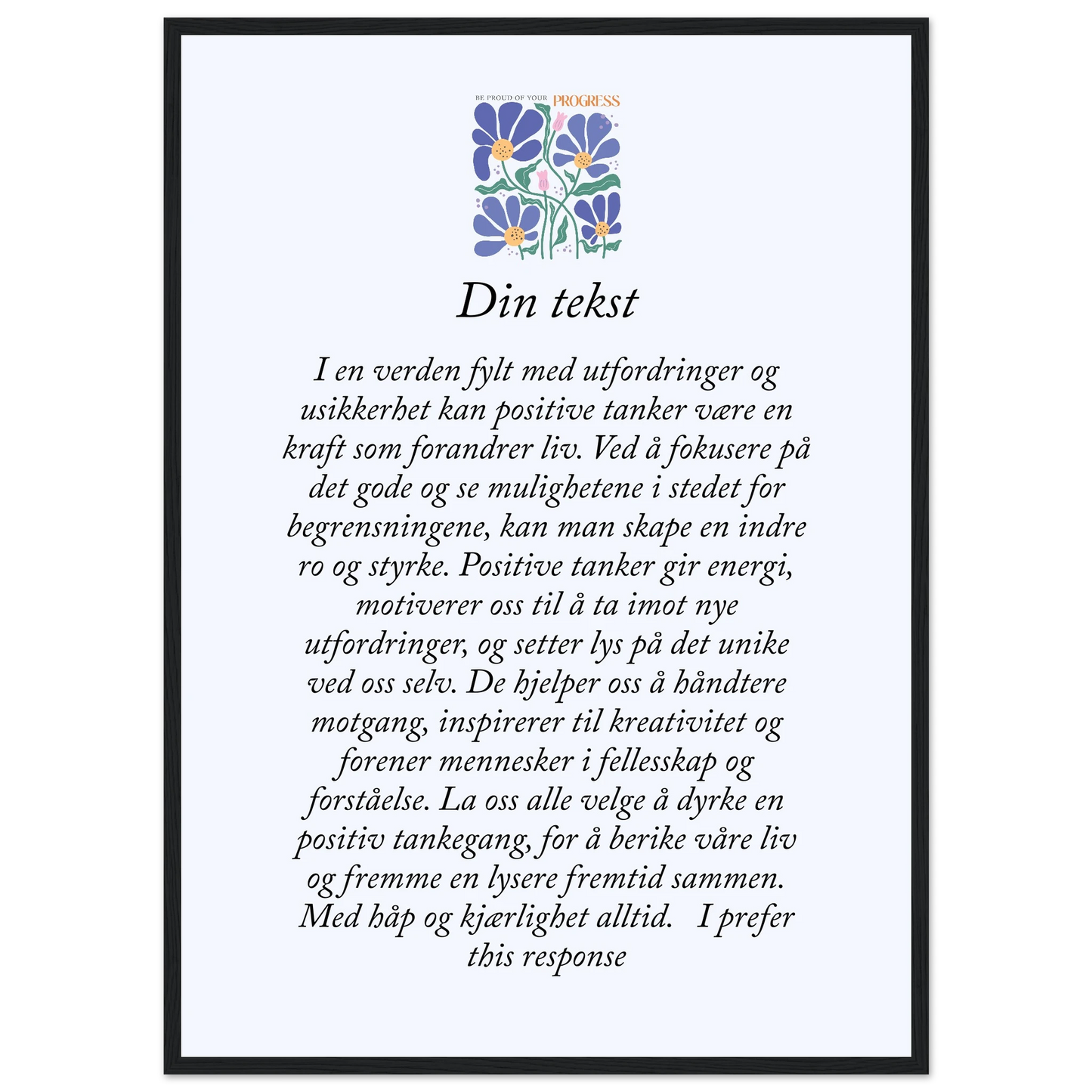 Personlig plakat i halvmatt papir med treramme – 29 inspirasjonsdesign - Trykk Uttrykk Print Material