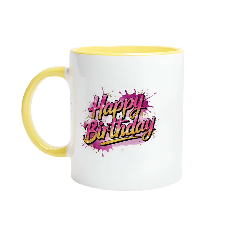 Keramikkkopp med farget innside – 95 bursdagsdesign  (11 oz) - Trykk Uttrykk Print Material