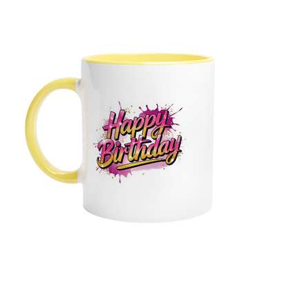 Keramikkkopp med farget innside – 95 bursdagsdesign  (11 oz) - Trykk Uttrykk Print Material