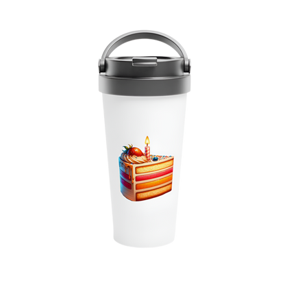 Hvitt reisekrus i rustfritt stål – 95 bursdagsdesign (15 oz) - Trykk Uttrykk Print Material (Store description) #