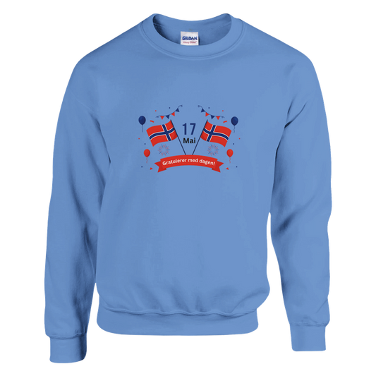 Klassisk unisex genser med rund hals – 17 design for 17. mai - Trykk Uttrykk Print Material (Store description) #