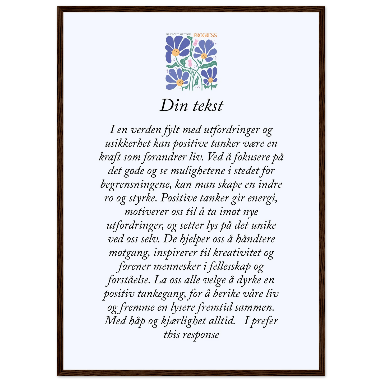 Personlig plakat i halvmatt papir med treramme – 29 inspirasjonsdesign - Trykk Uttrykk Print Material