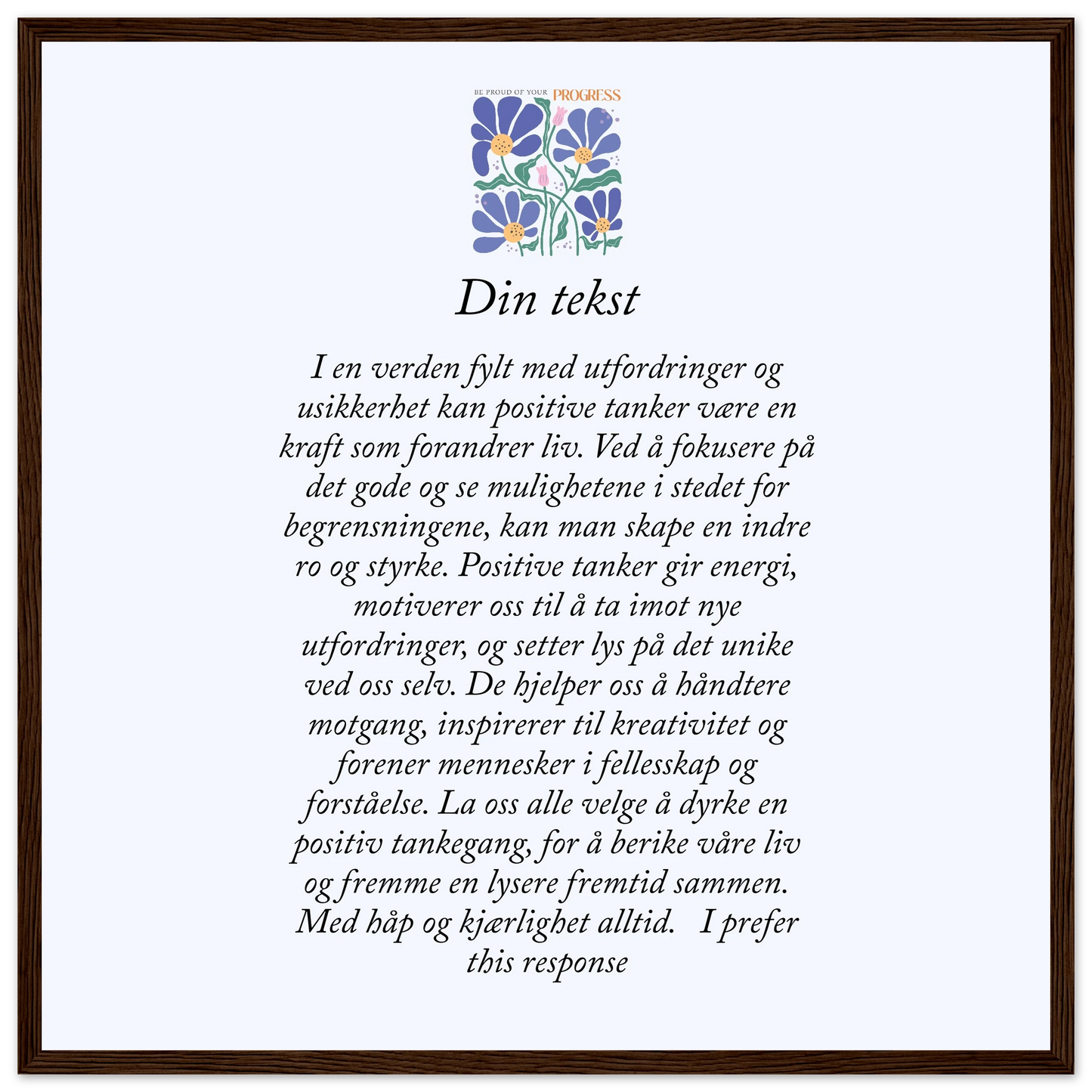 Personlig plakat i halvmatt papir med treramme – 29 inspirasjonsdesign - Trykk Uttrykk Print Material