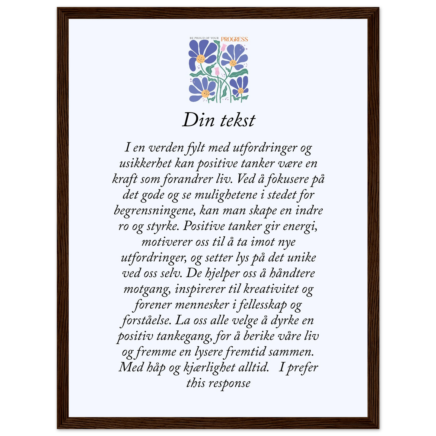 Personlig plakat i halvmatt papir med treramme – 29 inspirasjonsdesign - Trykk Uttrykk Print Material