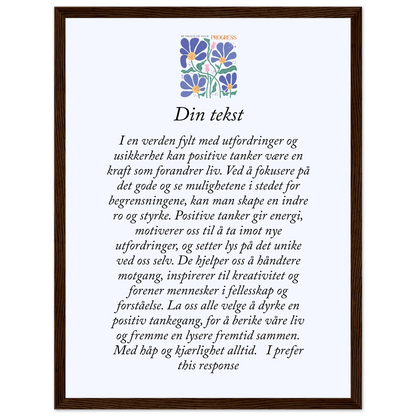 Personlig plakat i halvmatt papir med treramme – 29 inspirasjonsdesign - Trykk Uttrykk Print Material