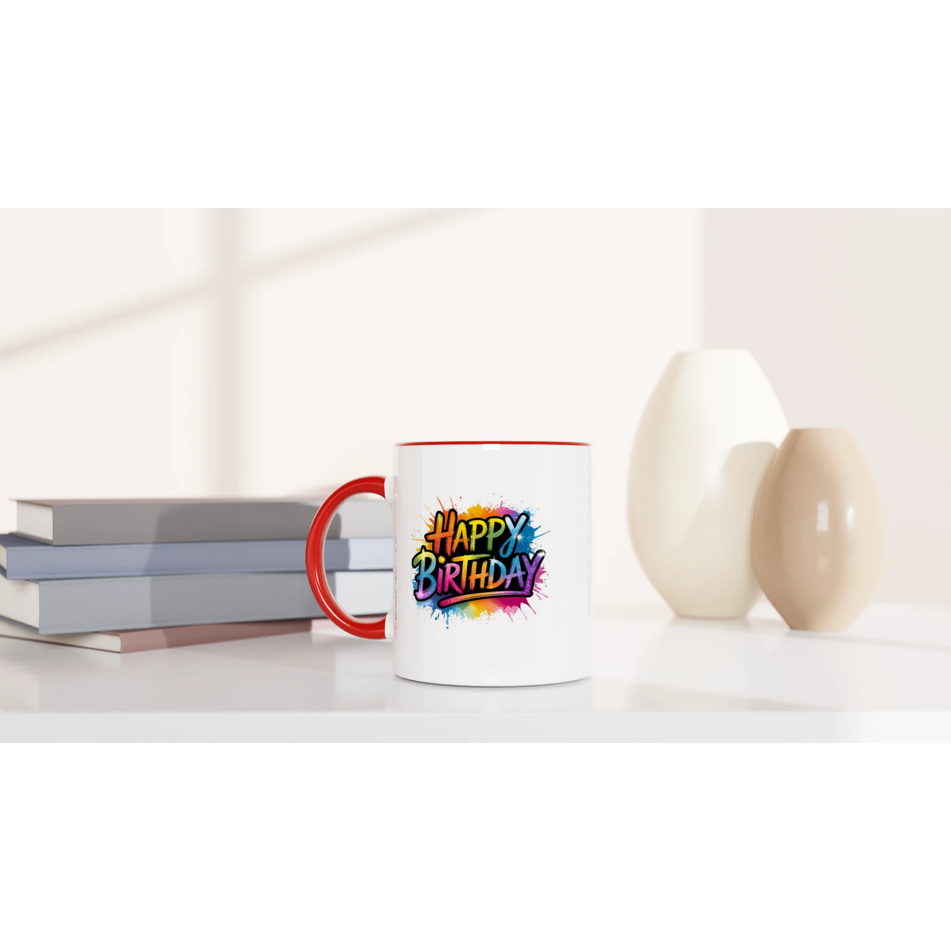 Keramikkkopp med farget innside – 95 bursdagsdesign  (11 oz) - Trykk Uttrykk Print Material