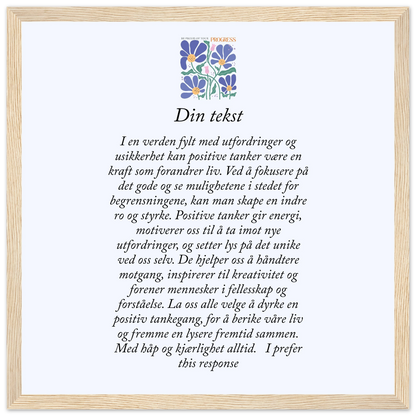 Personlig plakat i halvmatt papir med treramme – 29 inspirasjonsdesign - Trykk Uttrykk Print Material