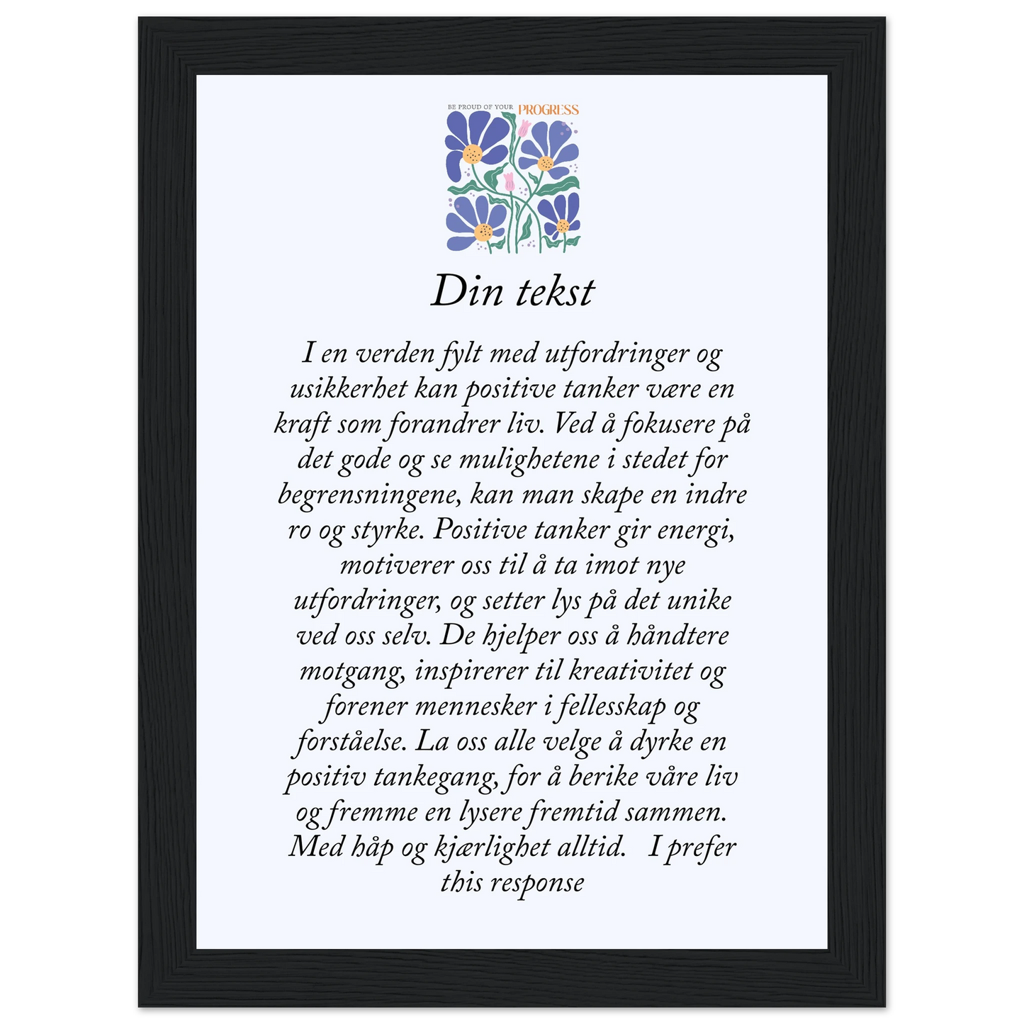 Personlig plakat i halvmatt papir med treramme – 29 inspirasjonsdesign - Trykk Uttrykk Print Material