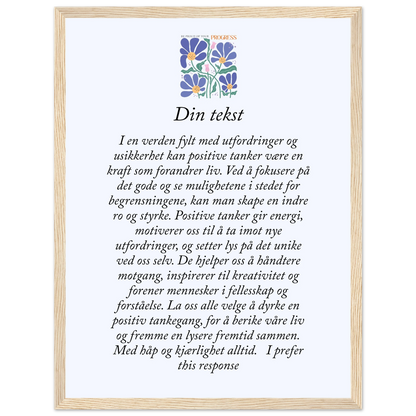 Personlig plakat i halvmatt papir med treramme – 29 inspirasjonsdesign - Trykk Uttrykk Print Material