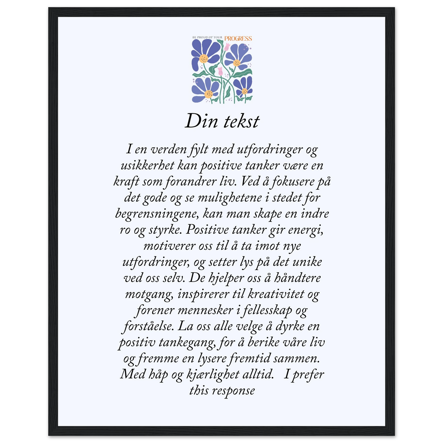Personlig plakat i halvmatt papir med treramme – 29 inspirasjonsdesign - Trykk Uttrykk Print Material