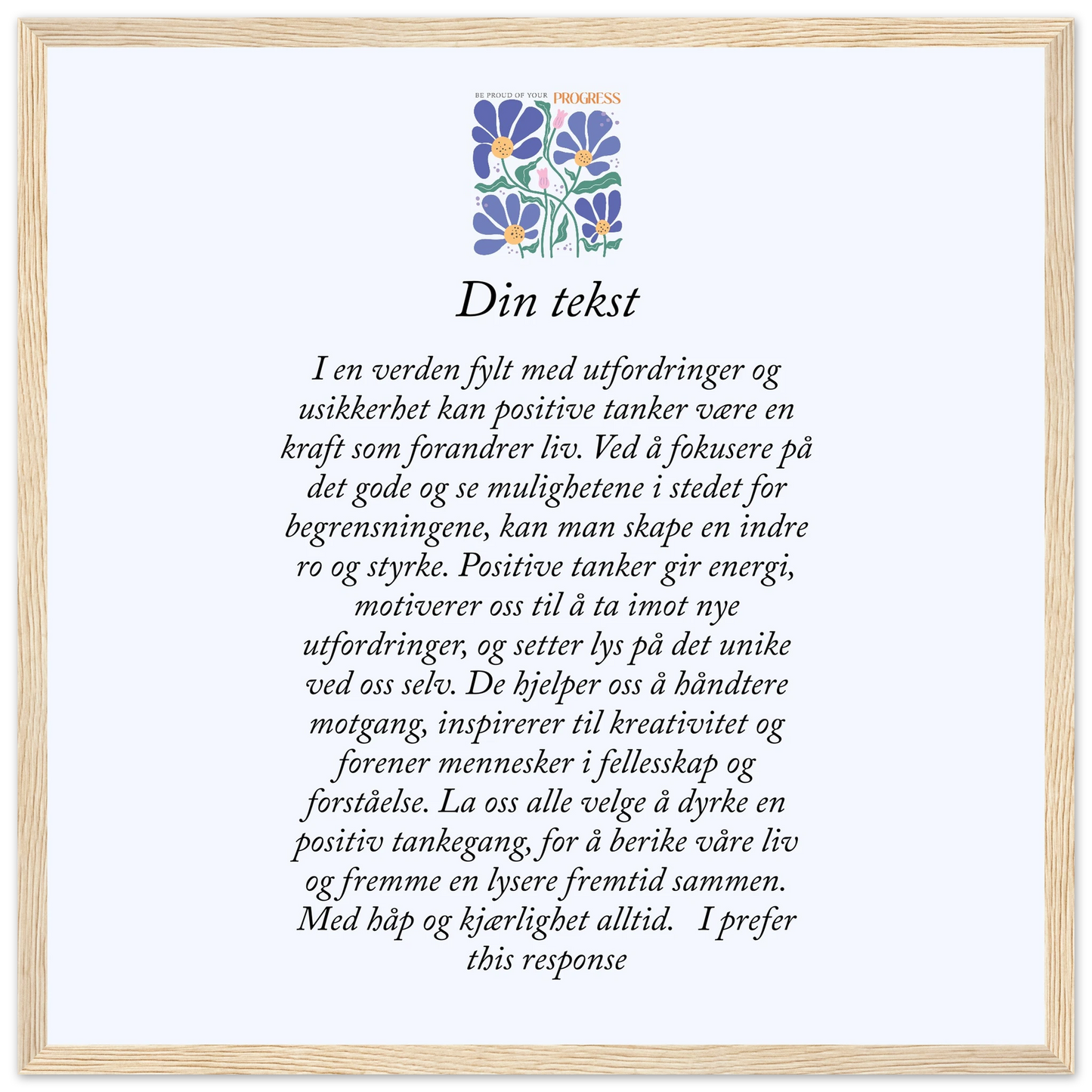 Personlig plakat i halvmatt papir med treramme – 29 inspirasjonsdesign - Trykk Uttrykk Print Material