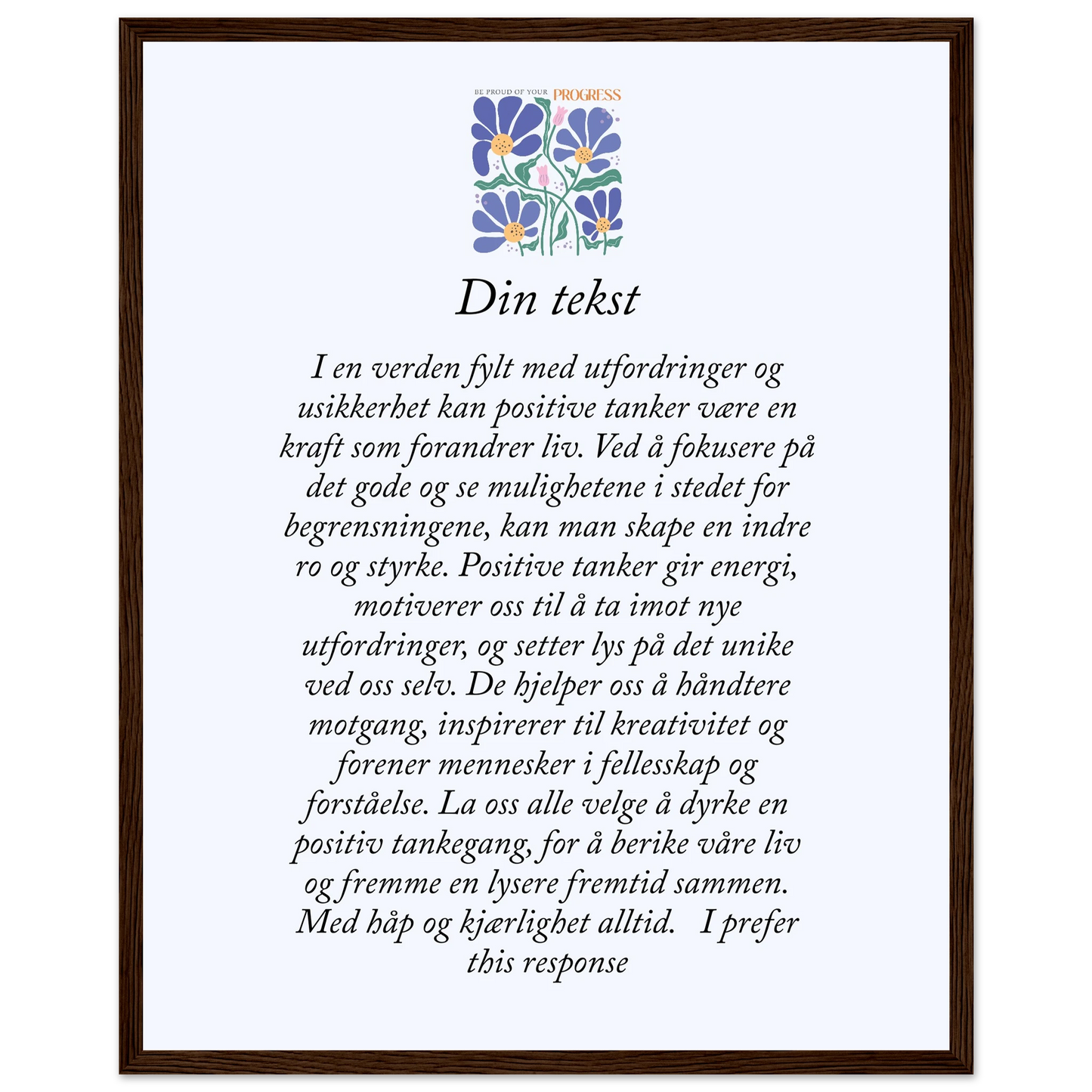 Personlig plakat i halvmatt papir med treramme – 29 inspirasjonsdesign - Trykk Uttrykk Print Material