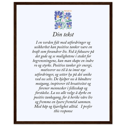 Personlig plakat i halvmatt papir med treramme – 29 inspirasjonsdesign - Trykk Uttrykk Print Material